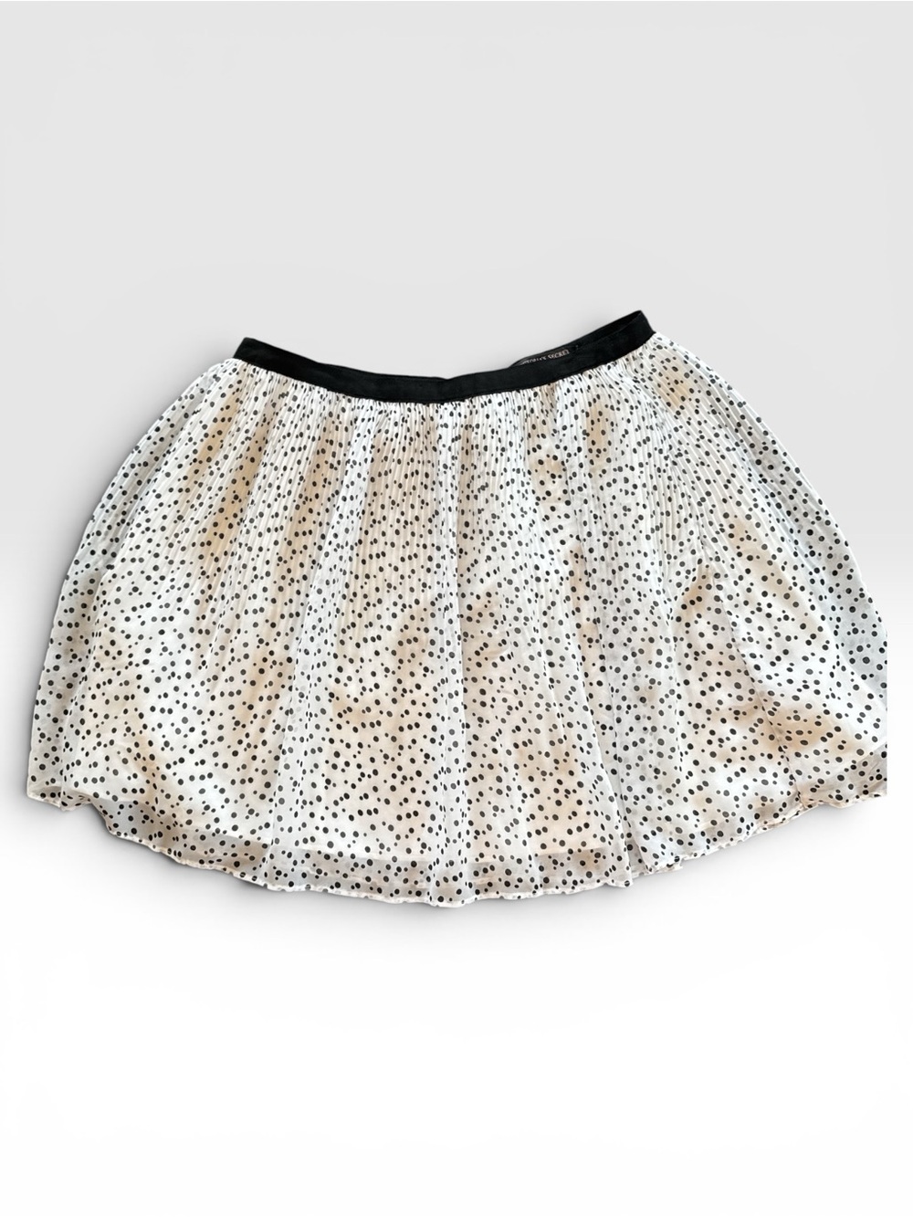 Victoria's Secret White Skirt with Black Dot Print and Black Waistband